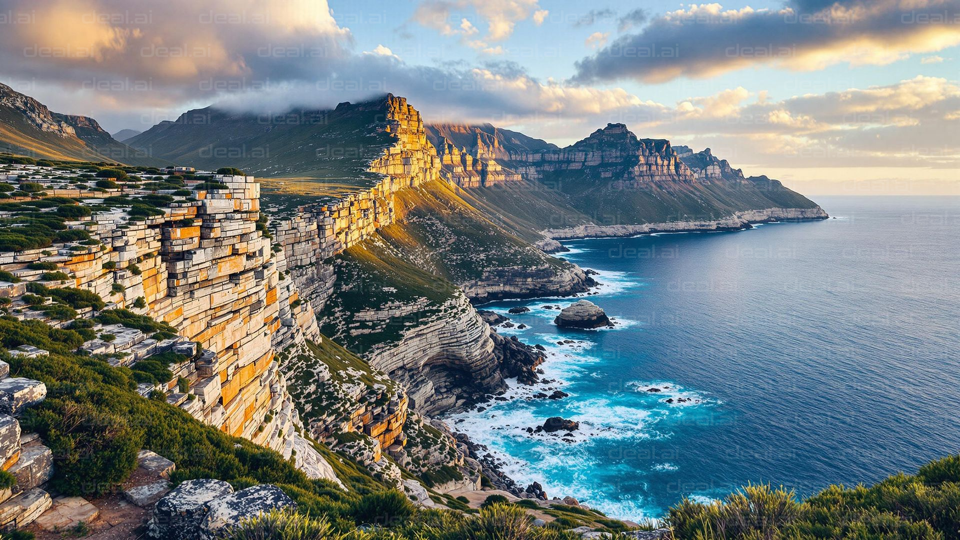 Spectacular Coastal Cliffs at Sunset