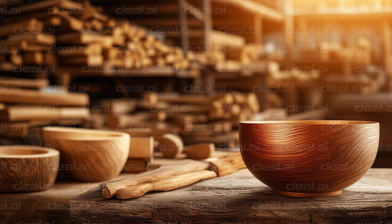 Crafted Wooden Bowls in Workshop