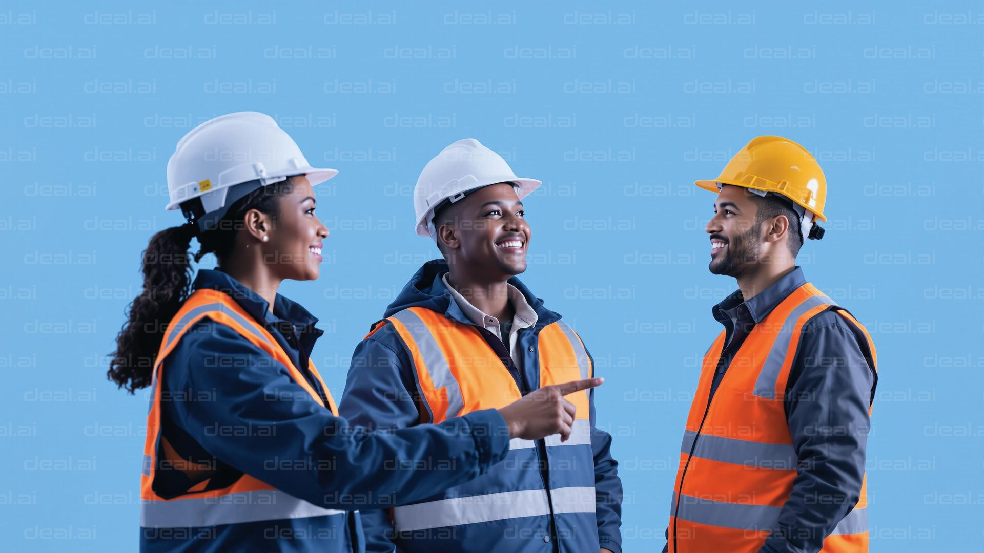 Smiling Construction Team Discussion