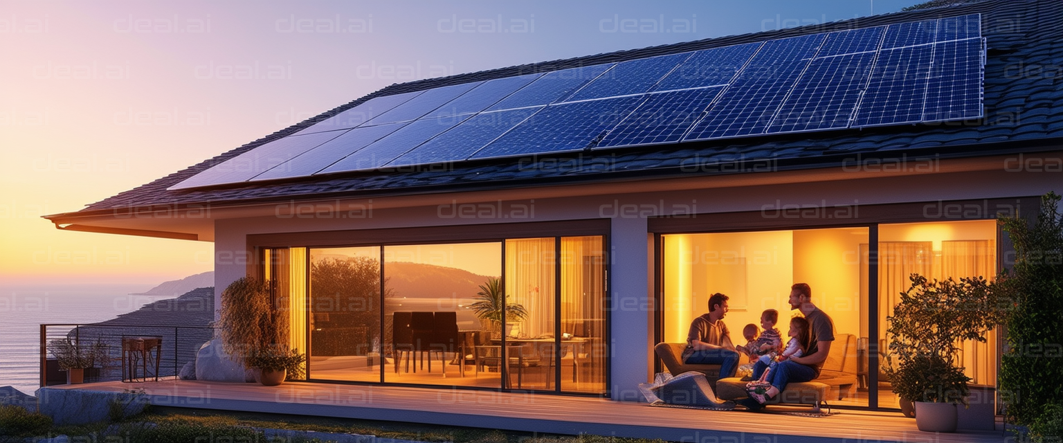 Family Enjoying Solar-Powered Sunset