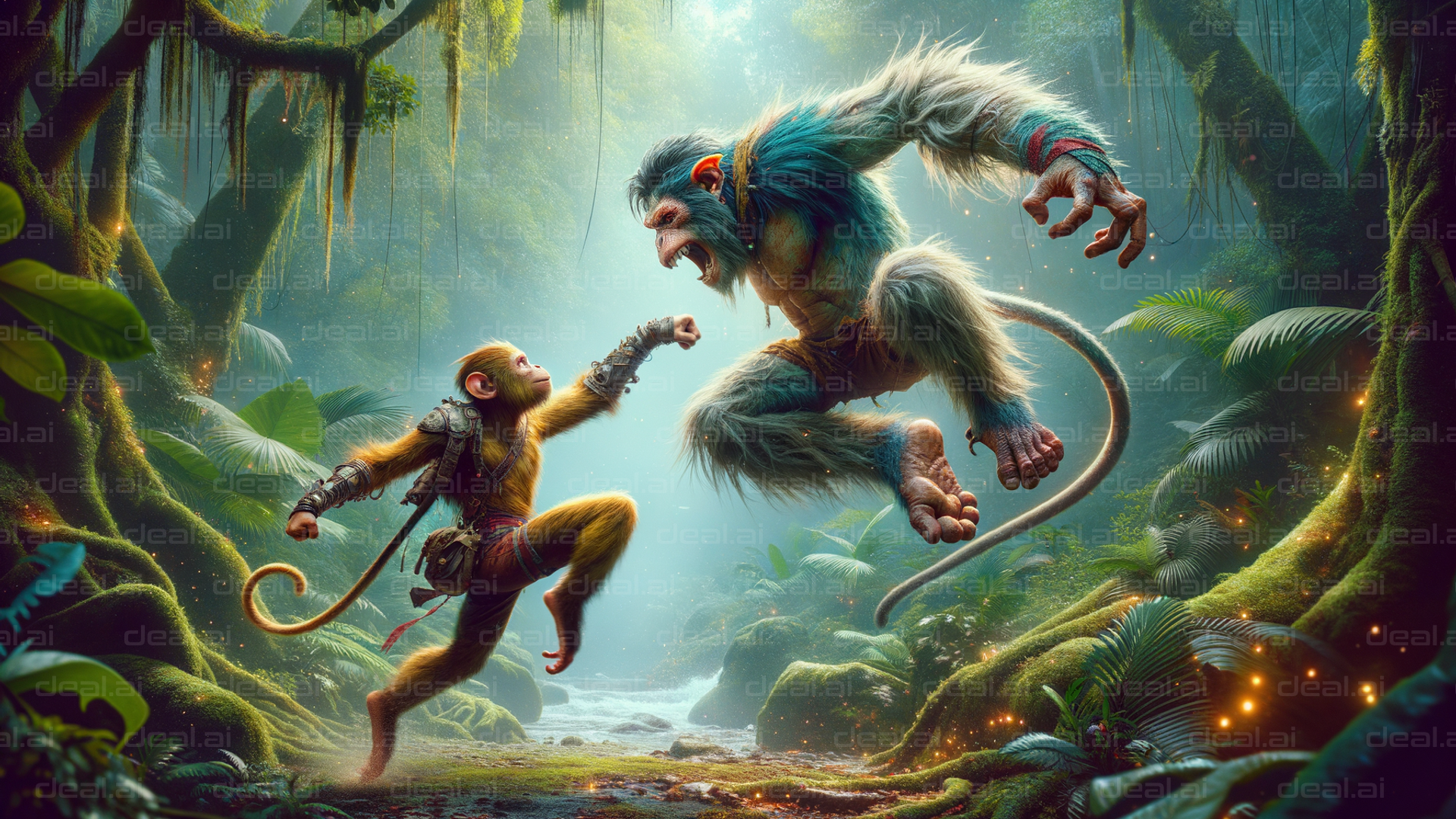 Epic Monkey Battle in Mystical Jungle