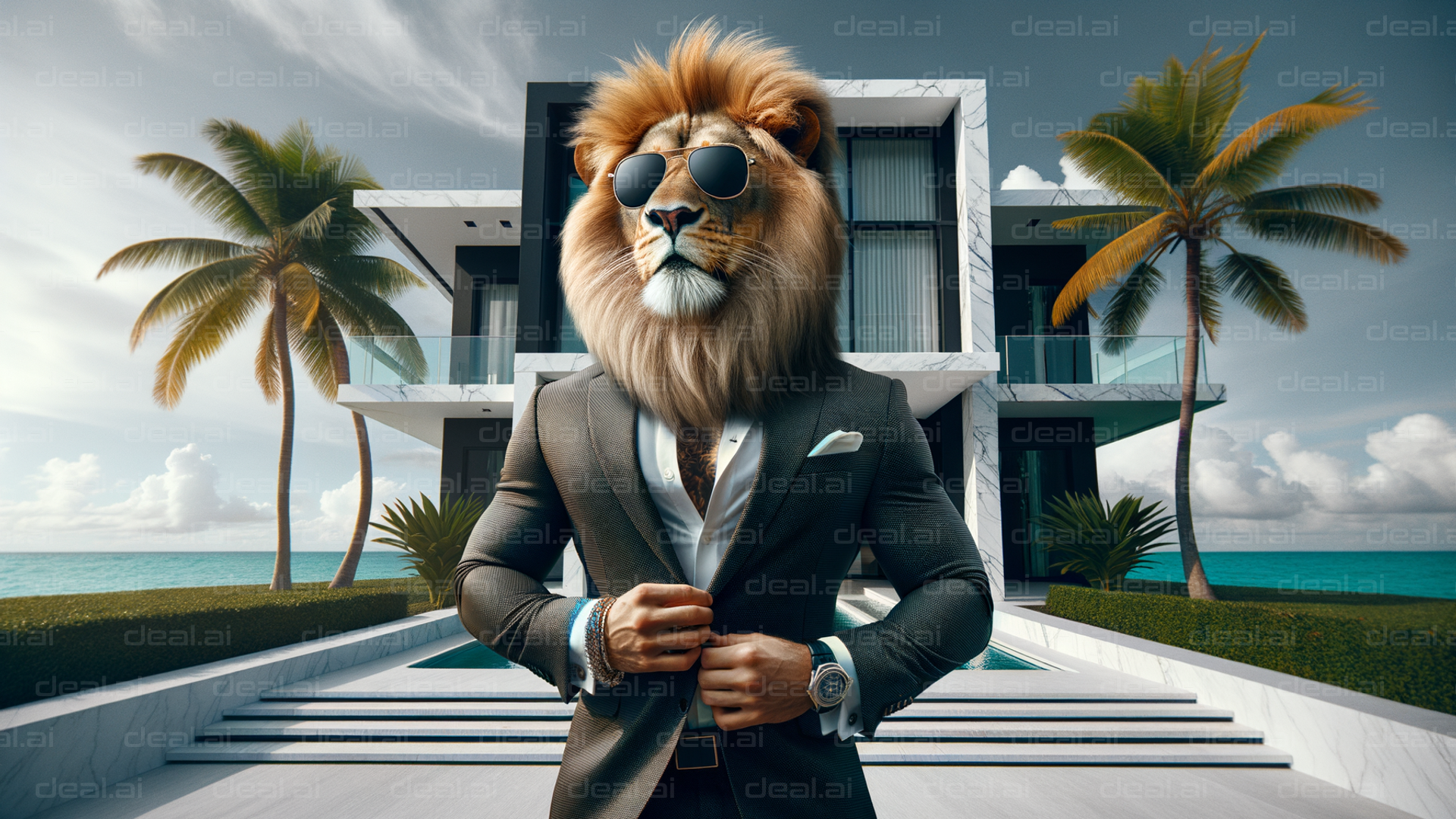 "Stylish Lion in Shades"