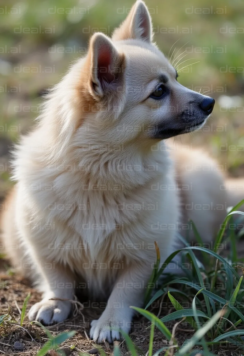Fluffy Dog in the Sunlight