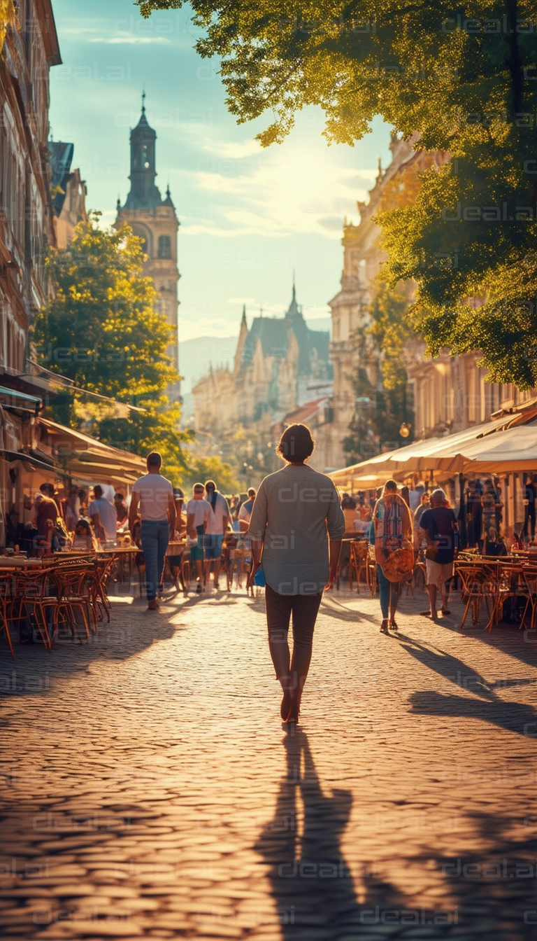 "Strolling Through a Sunlit Street"