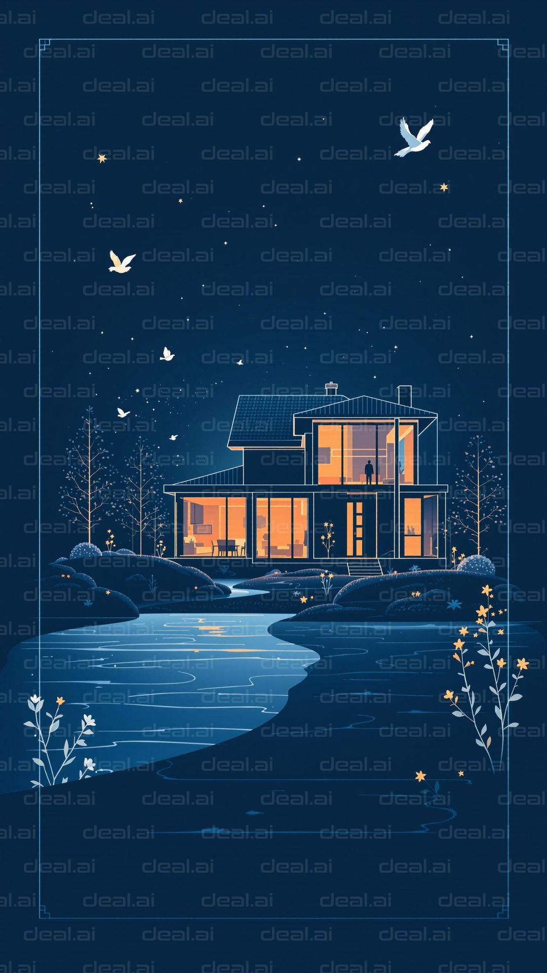 "Tranquil Night by the River"