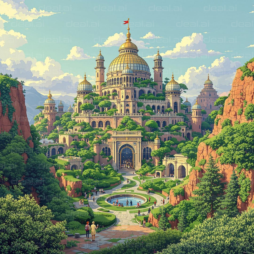 Majestic Mountain Palace Scene