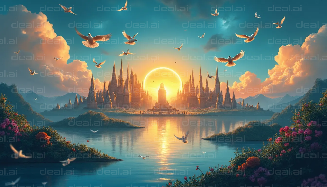 Sunlit Fantasy Castle Scene