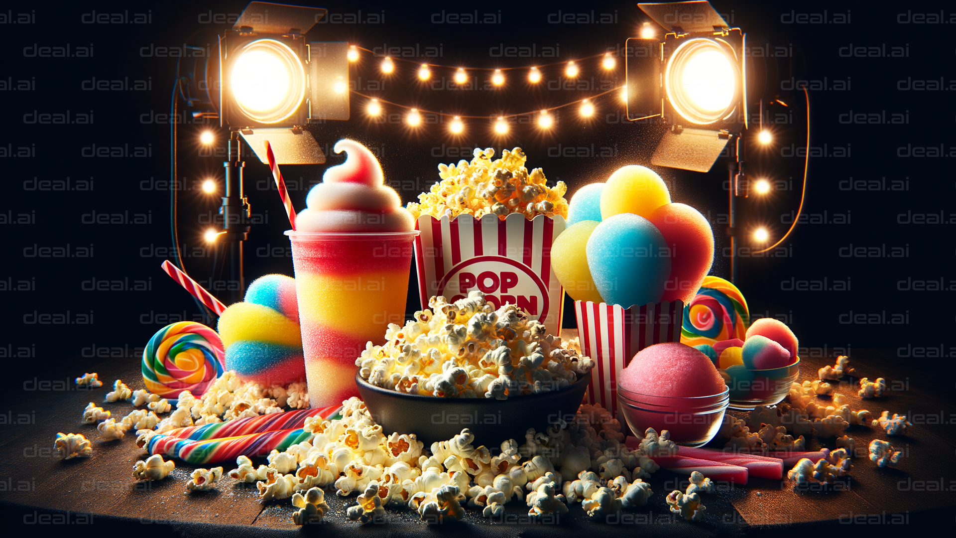 "Colorful Movie Night Snacks Delight"