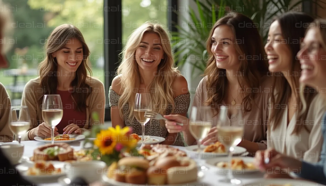 "Friends Enjoy a Joyful Meal Together"