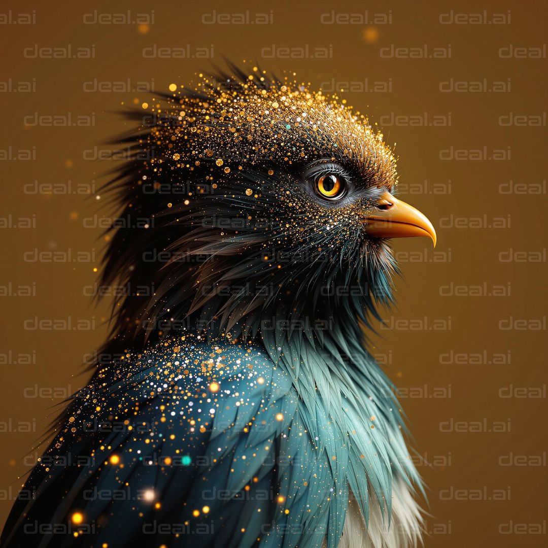 "Sparkling Fantasy Bird Portrait"