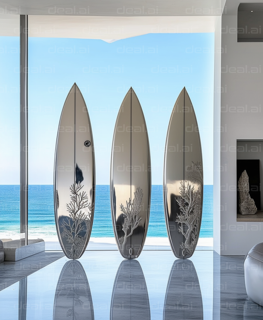 "Stylish Surfboards by the Ocean View"