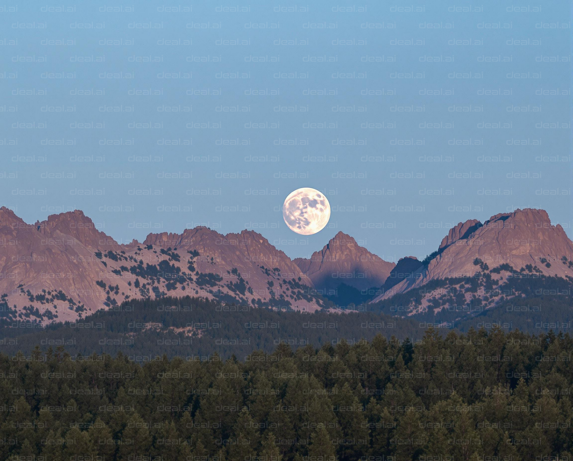 Moonrise Over Mountain Peaks