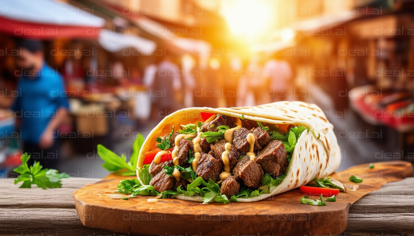 "Delicious Shawarma in the Sunny Market"