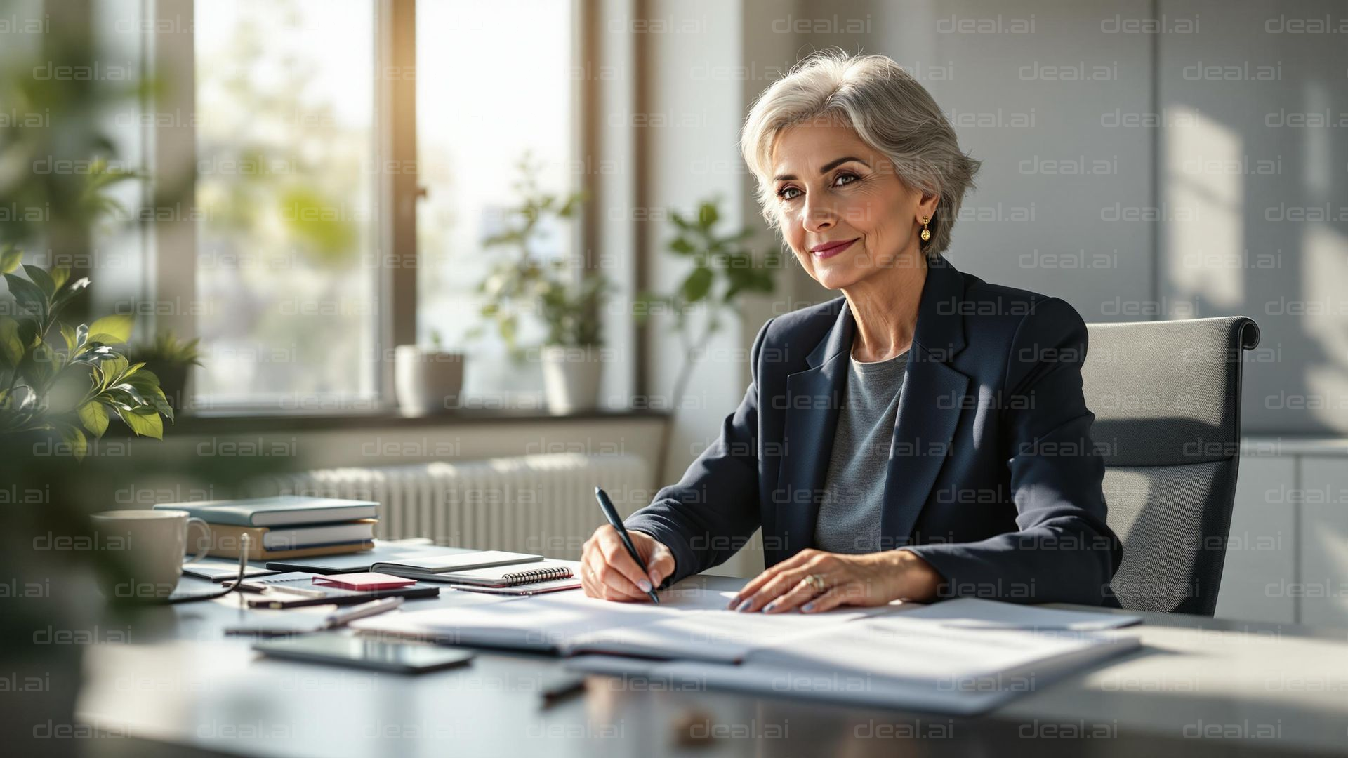 Professional Woman Working at Desk