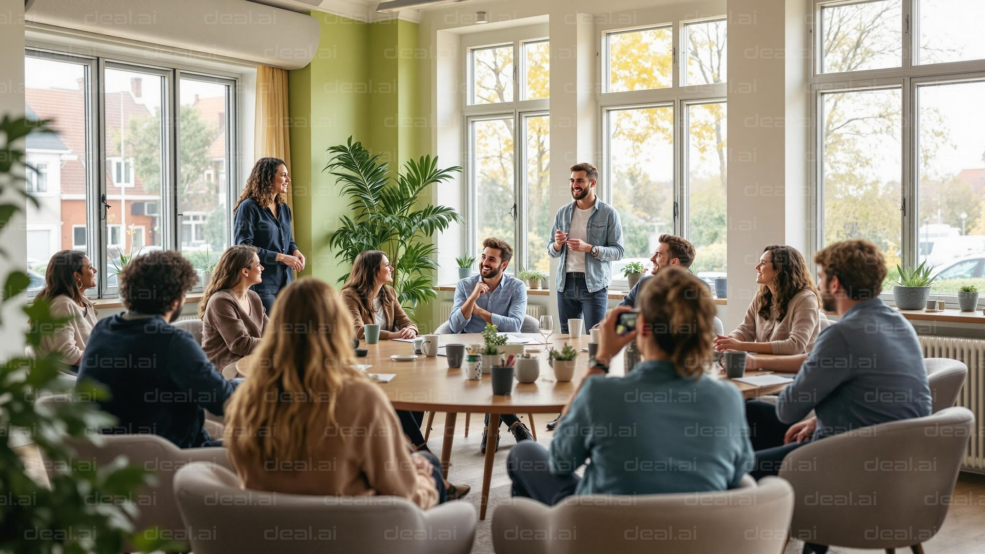 Team Meeting in Bright Office Space