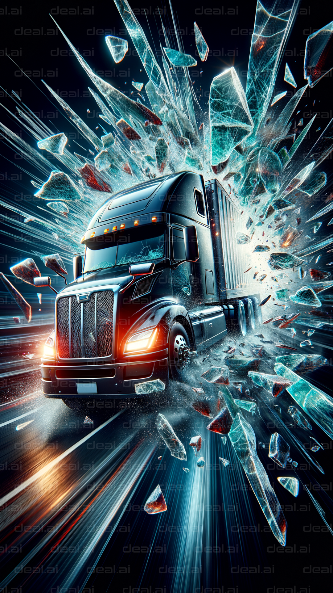 "Truck Shatters Through Glass"