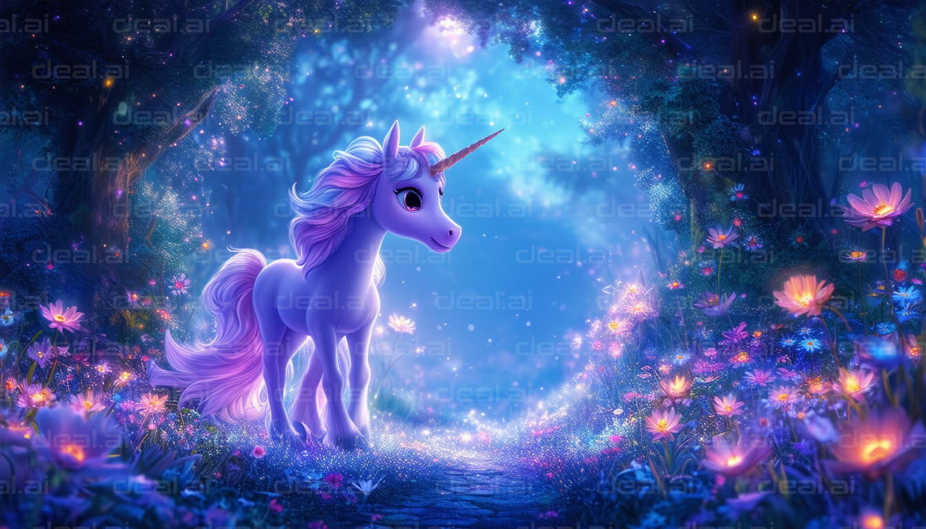 "Magical Unicorn in Enchanted Forest"