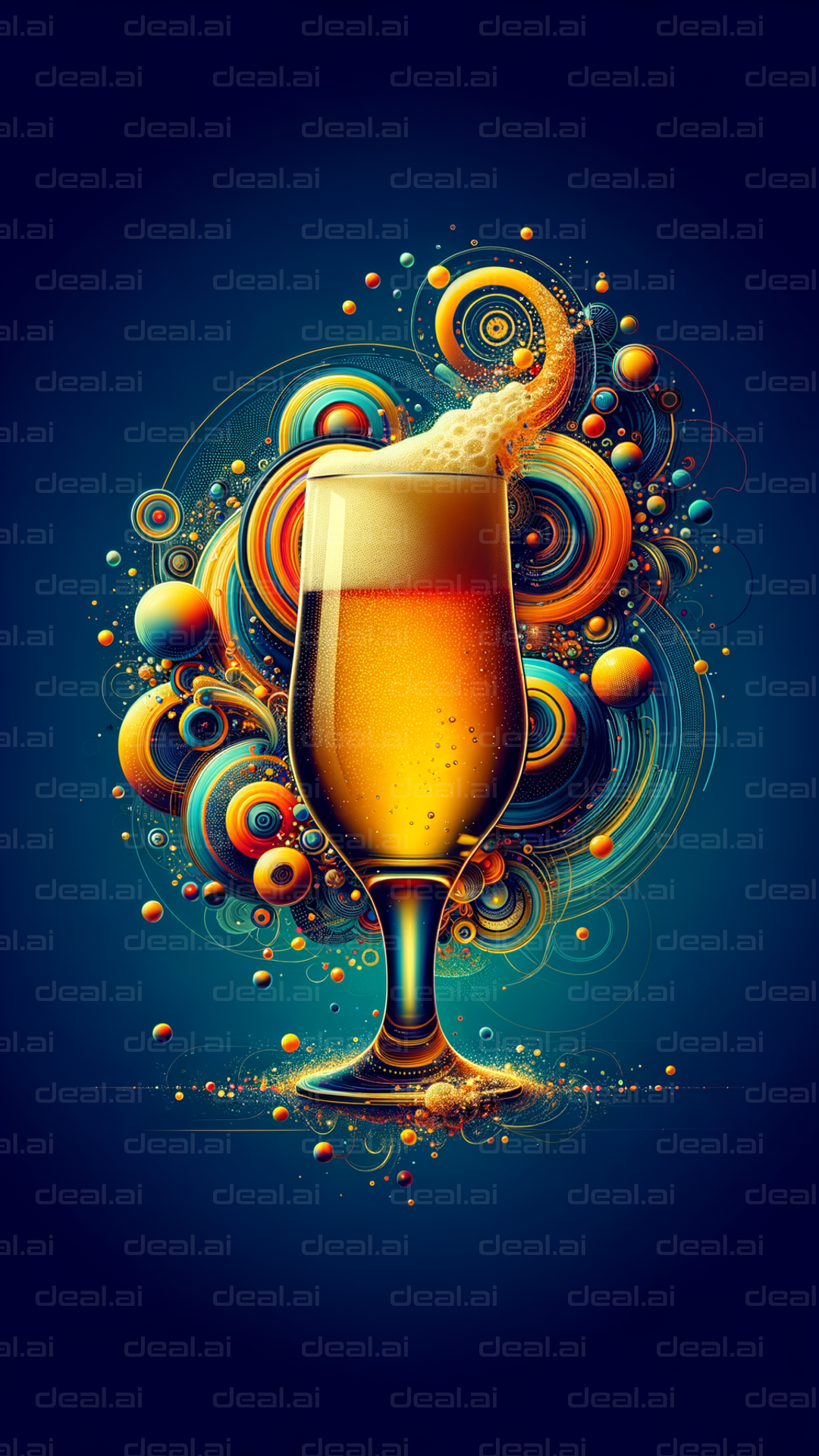 Colorful Beer Foam Swirl Art