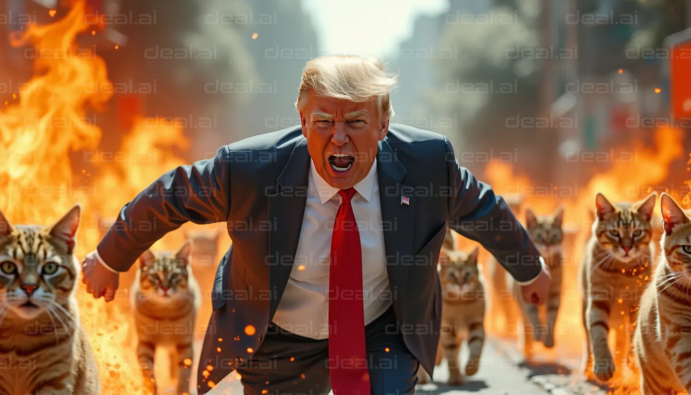 "Man Leading Cats Through Fire"