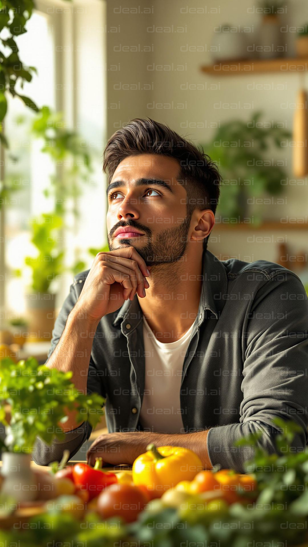 Thoughtful Moment in the Kitchen
