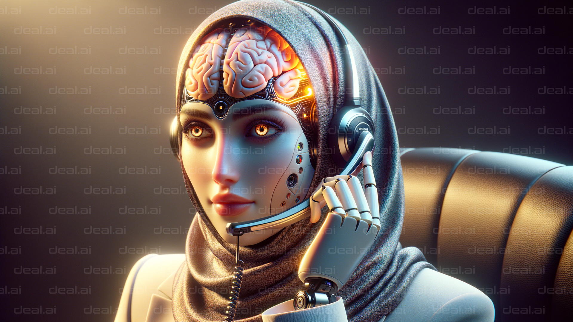 Futuristic AI Customer Service Robot