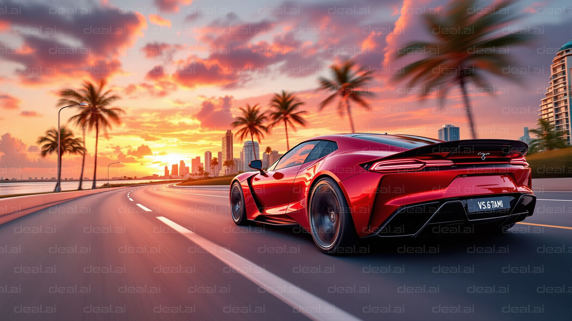 "Sunset Drive in a Red Sports Car"