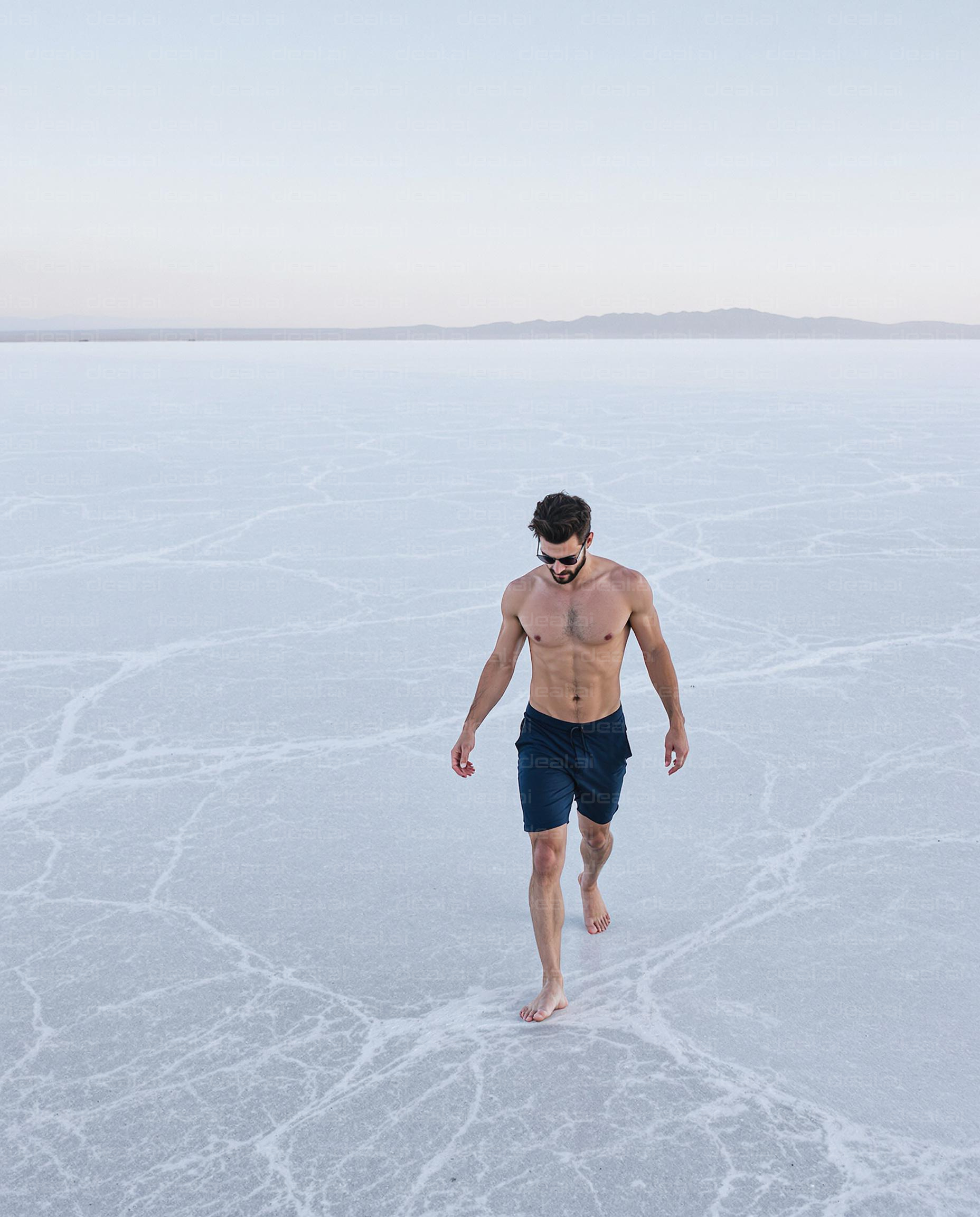 Man Walking on Salt Flats