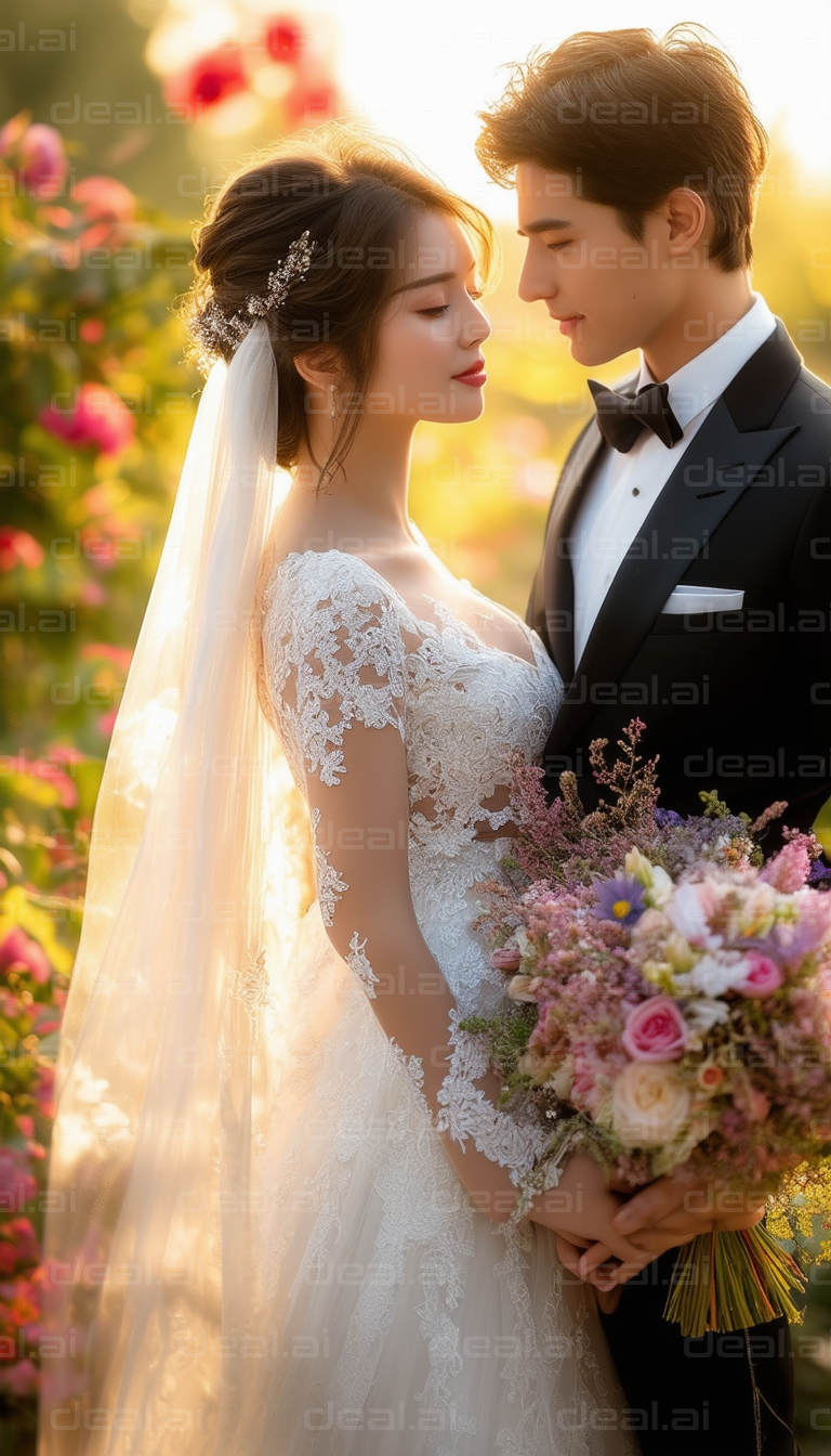 Romantic Garden Wedding Portrait