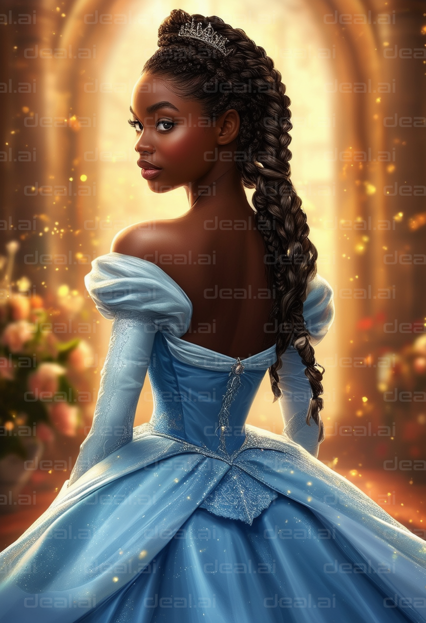 "Elegant Princess in Blue Dress"