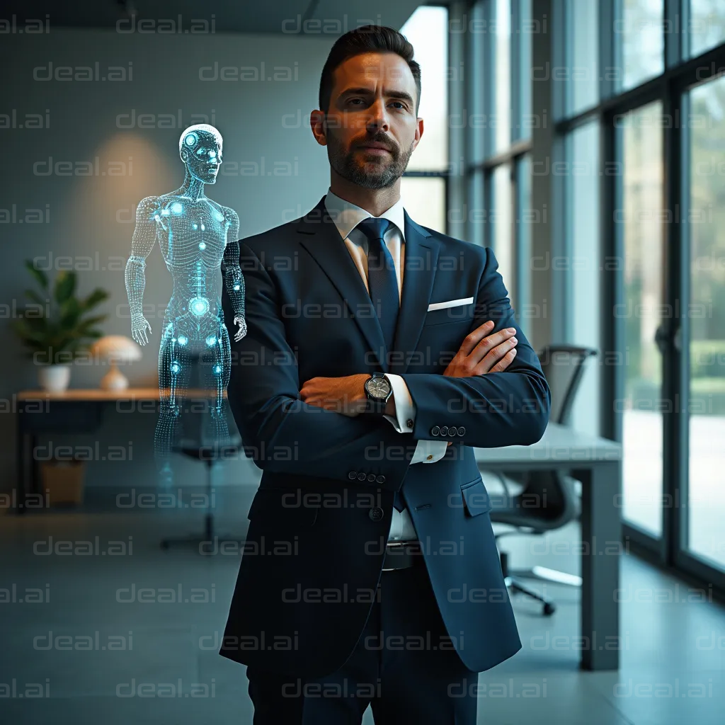 Businessman with Futuristic Hologram