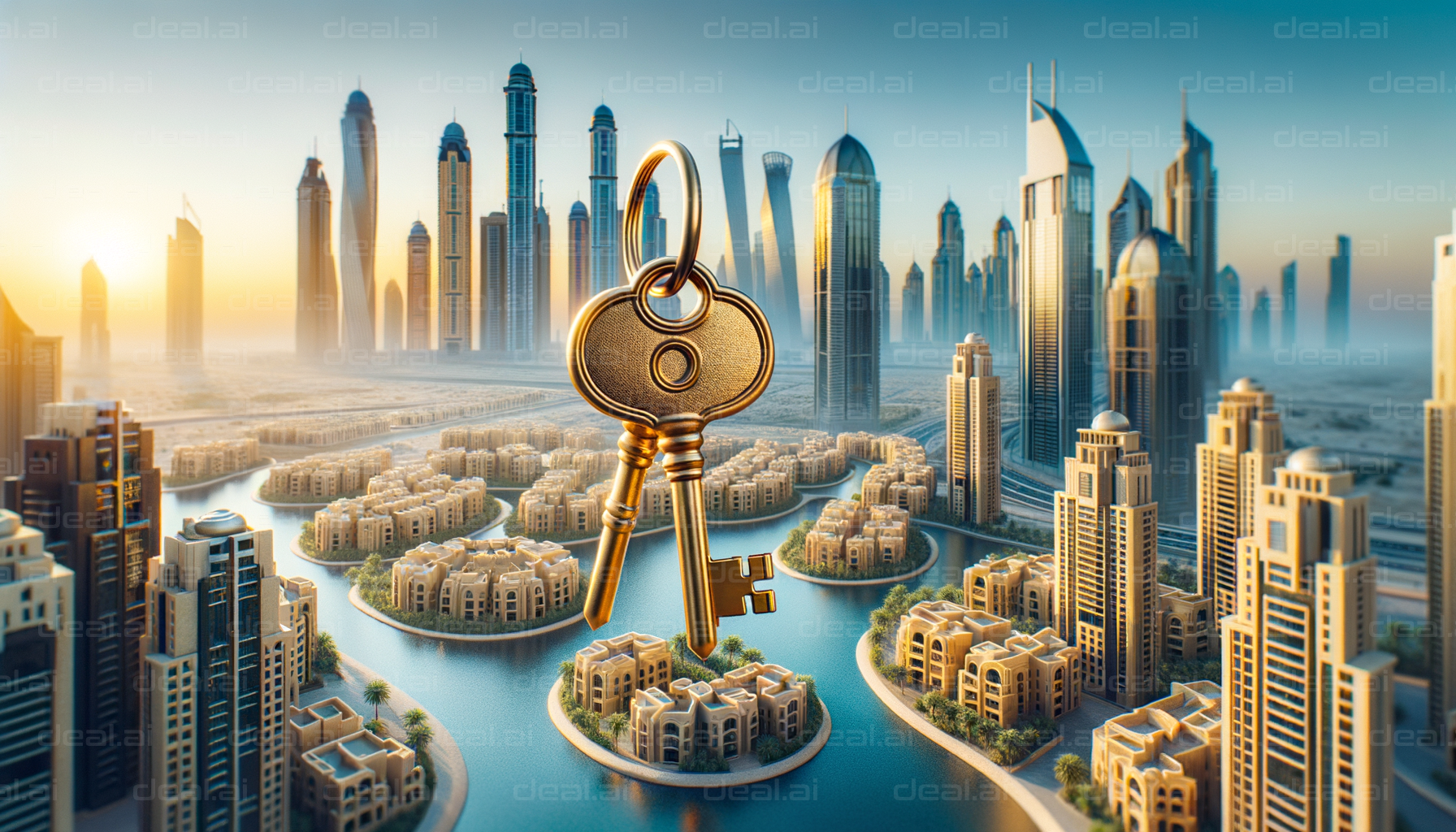 "Golden Keys to a Modern Cityscape"