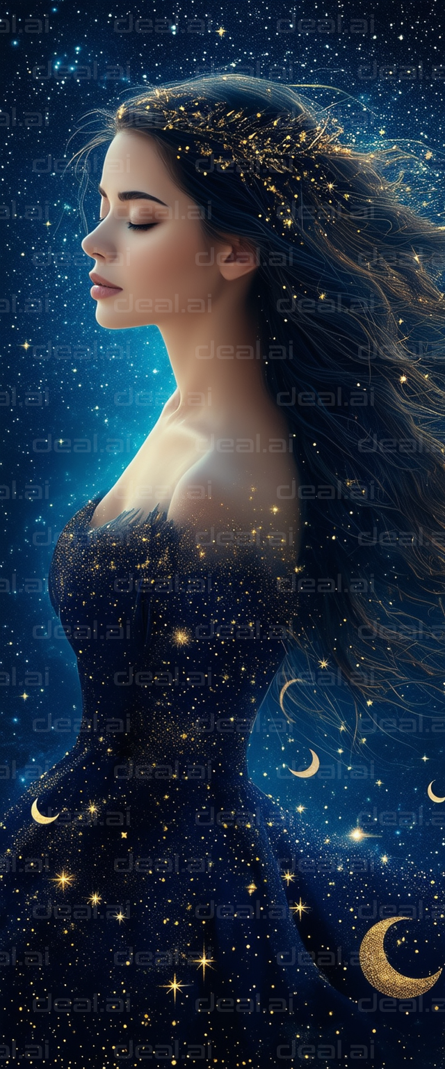 "Stellar Elegance: Lady of the Night Sky"