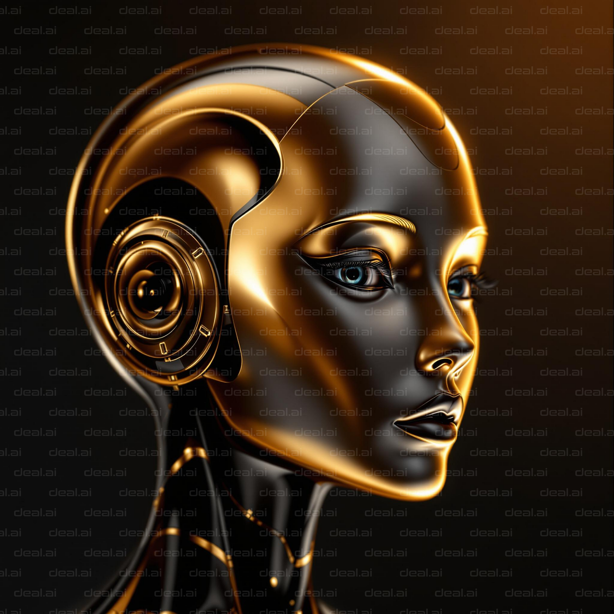 Futuristic Golden Robot Portrait