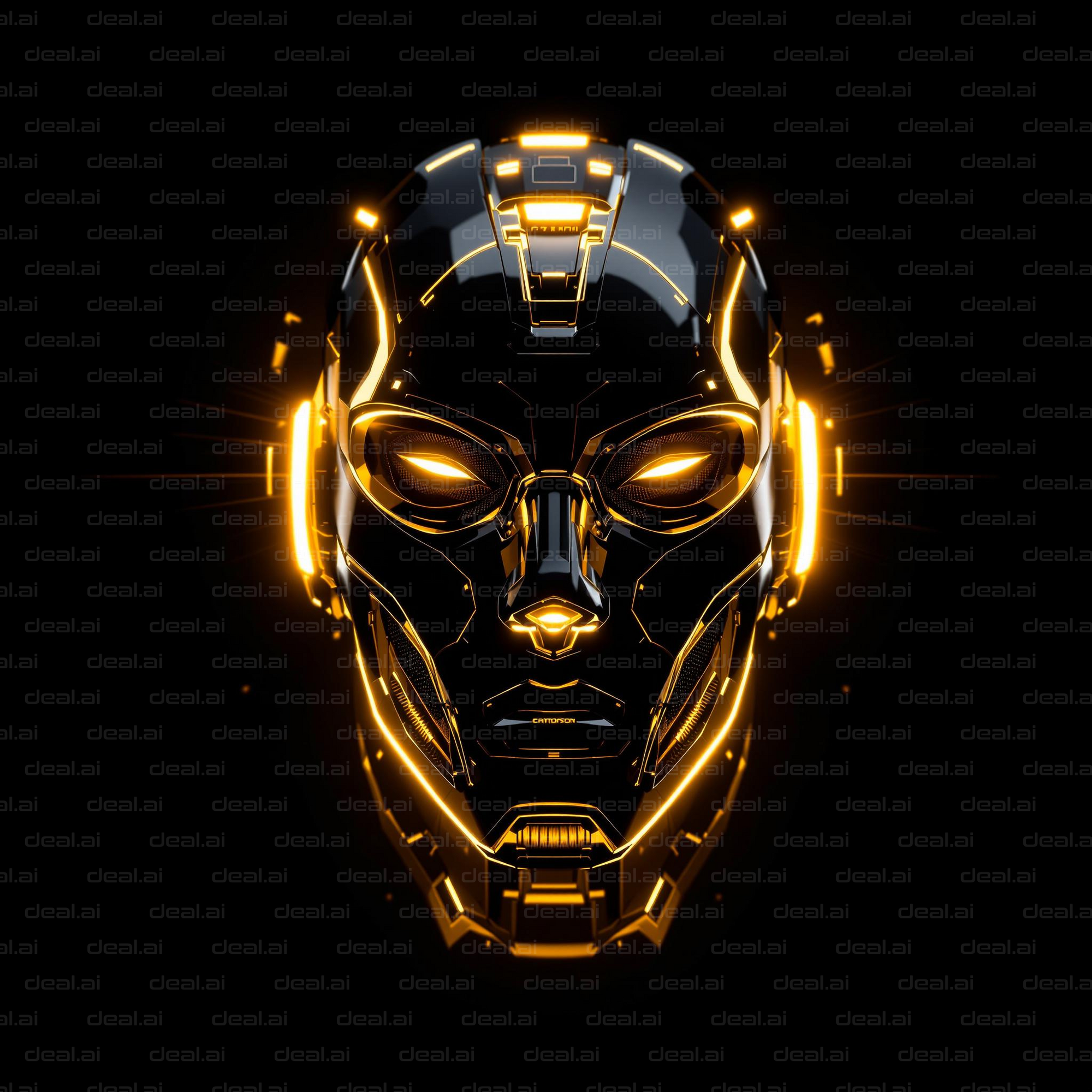 Futuristic Glowing Robot Face