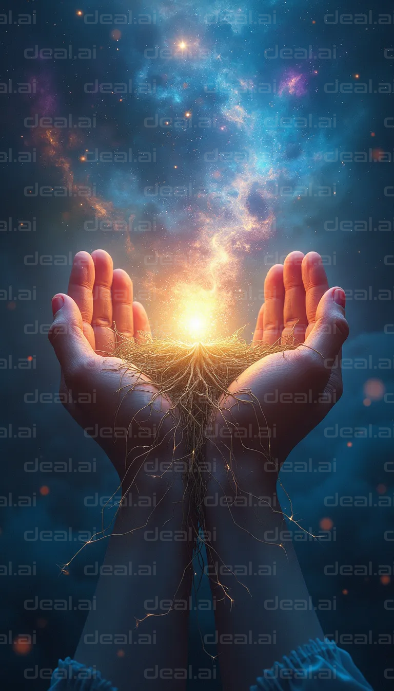 "Cosmic Light in Hands"