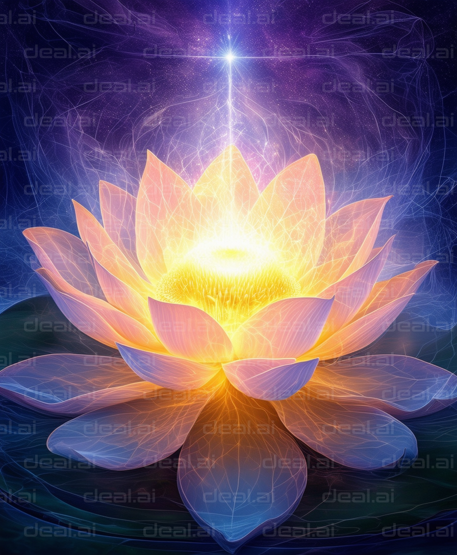 “Radiant Lotus Under Starry Sky”