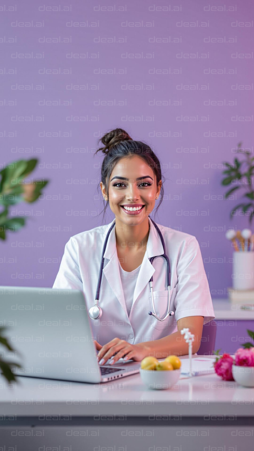 Smiling Doctor at the Office Desk