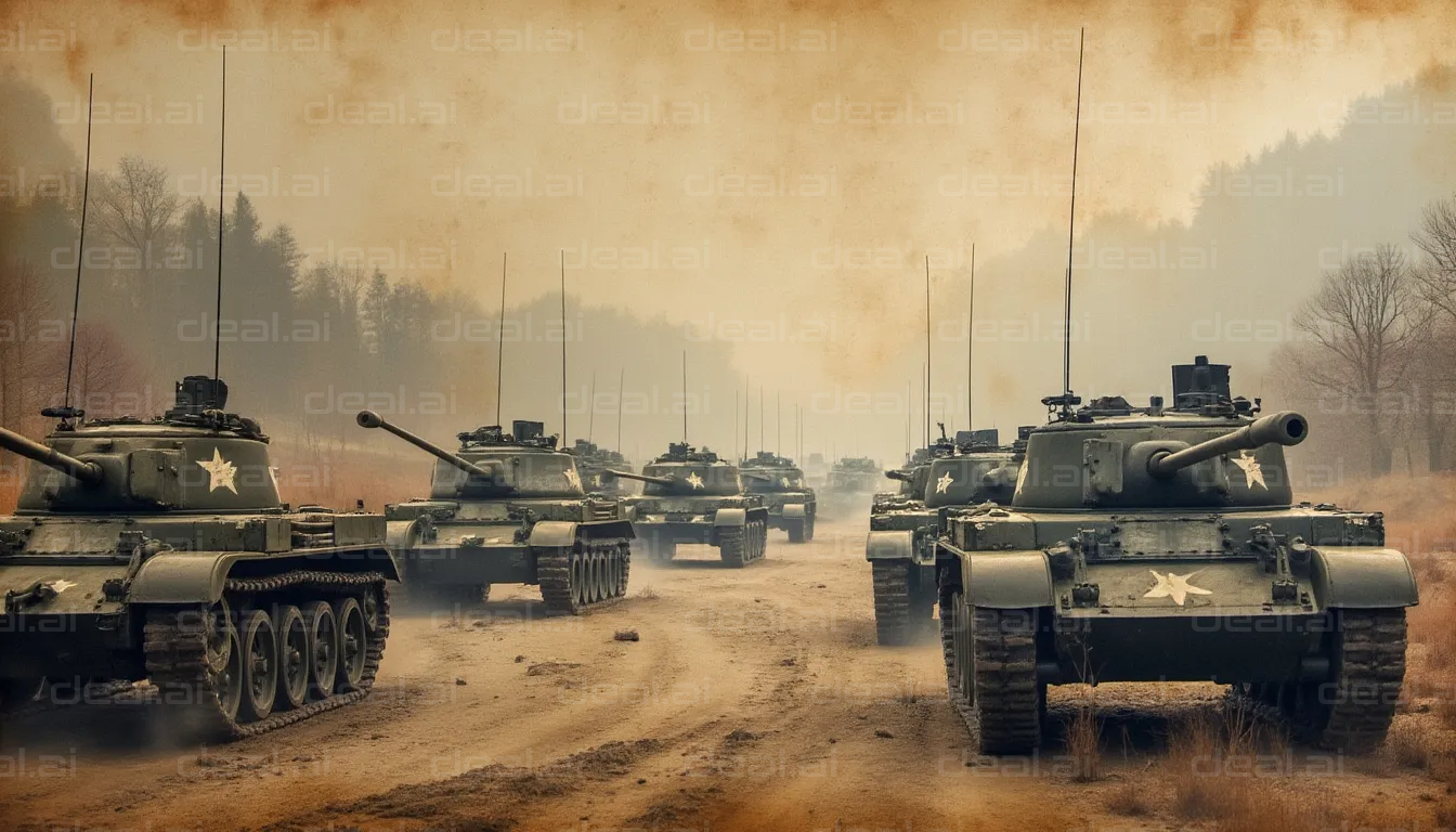 Tanks on a Foggy Battlefield