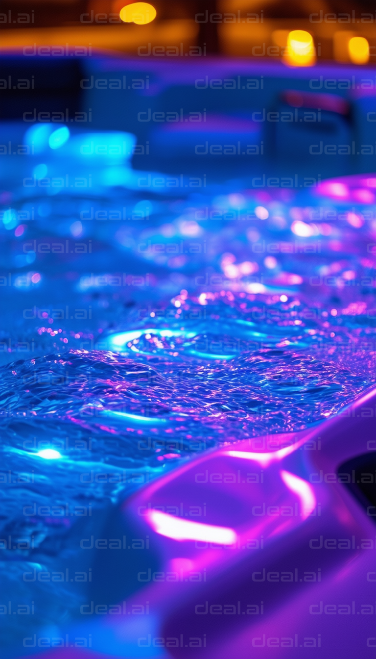 Glowing Hot Tub Bubbles at Night