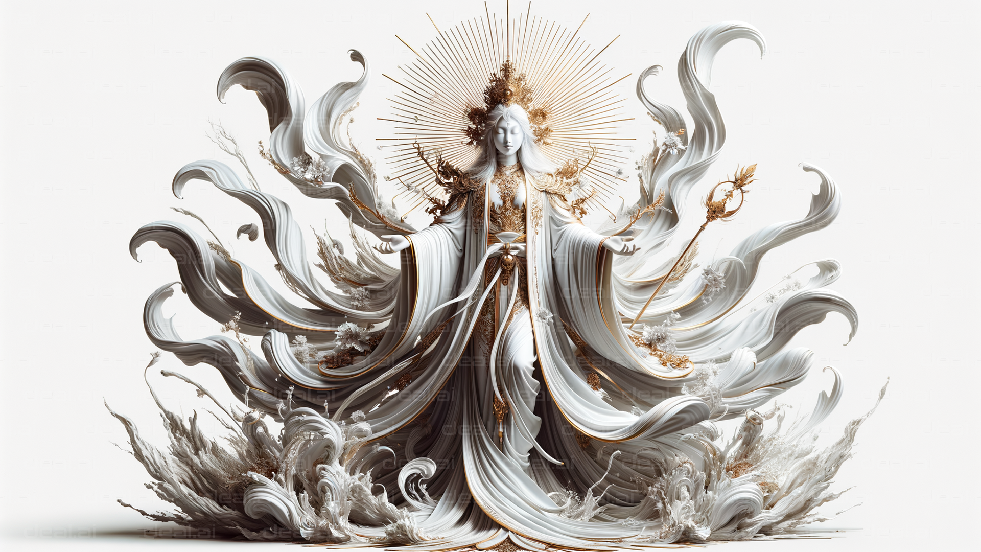 Divine Ethereal Goddess in Flowing Garments