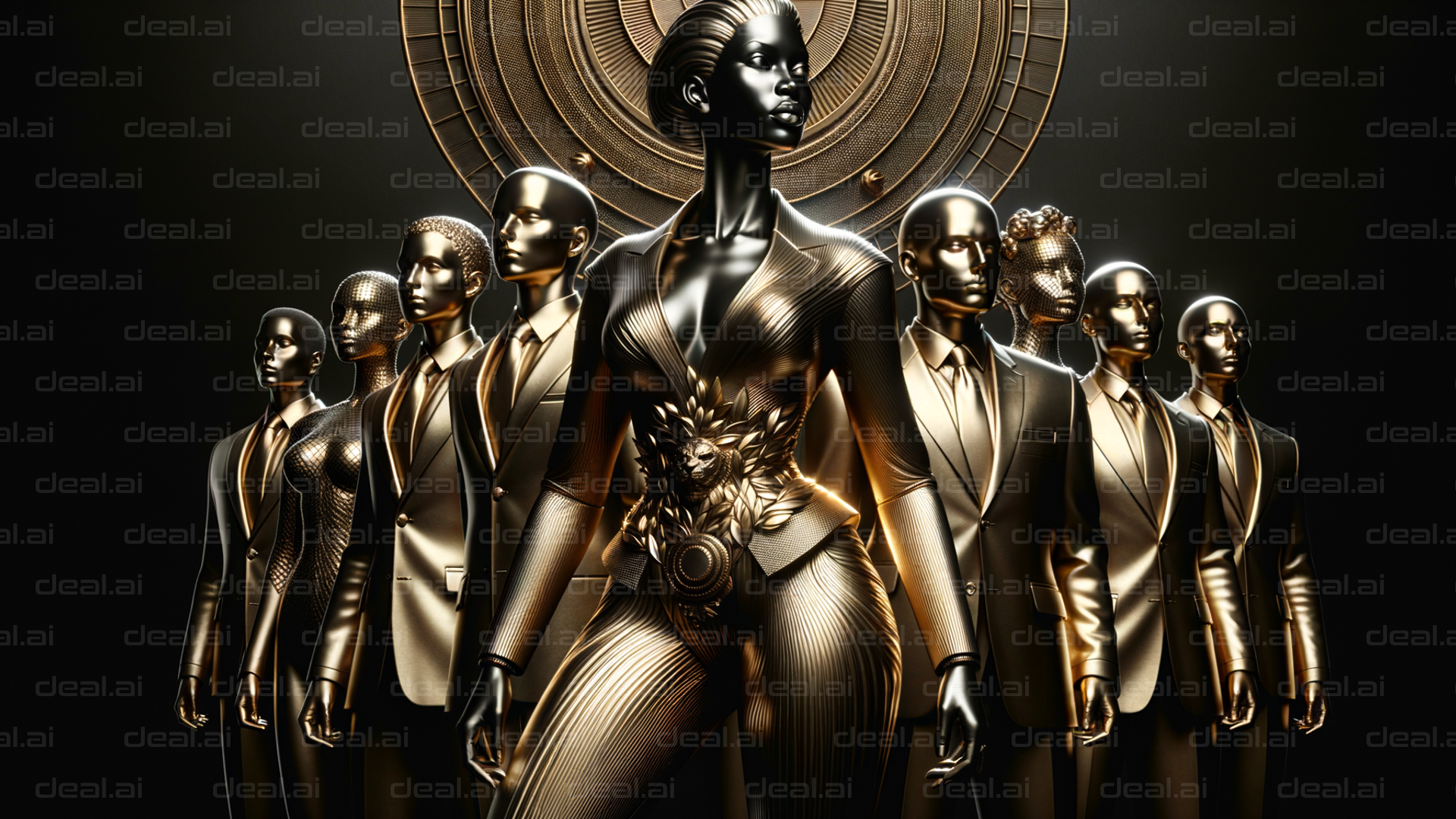 "Regal Golden Figures in Formation"