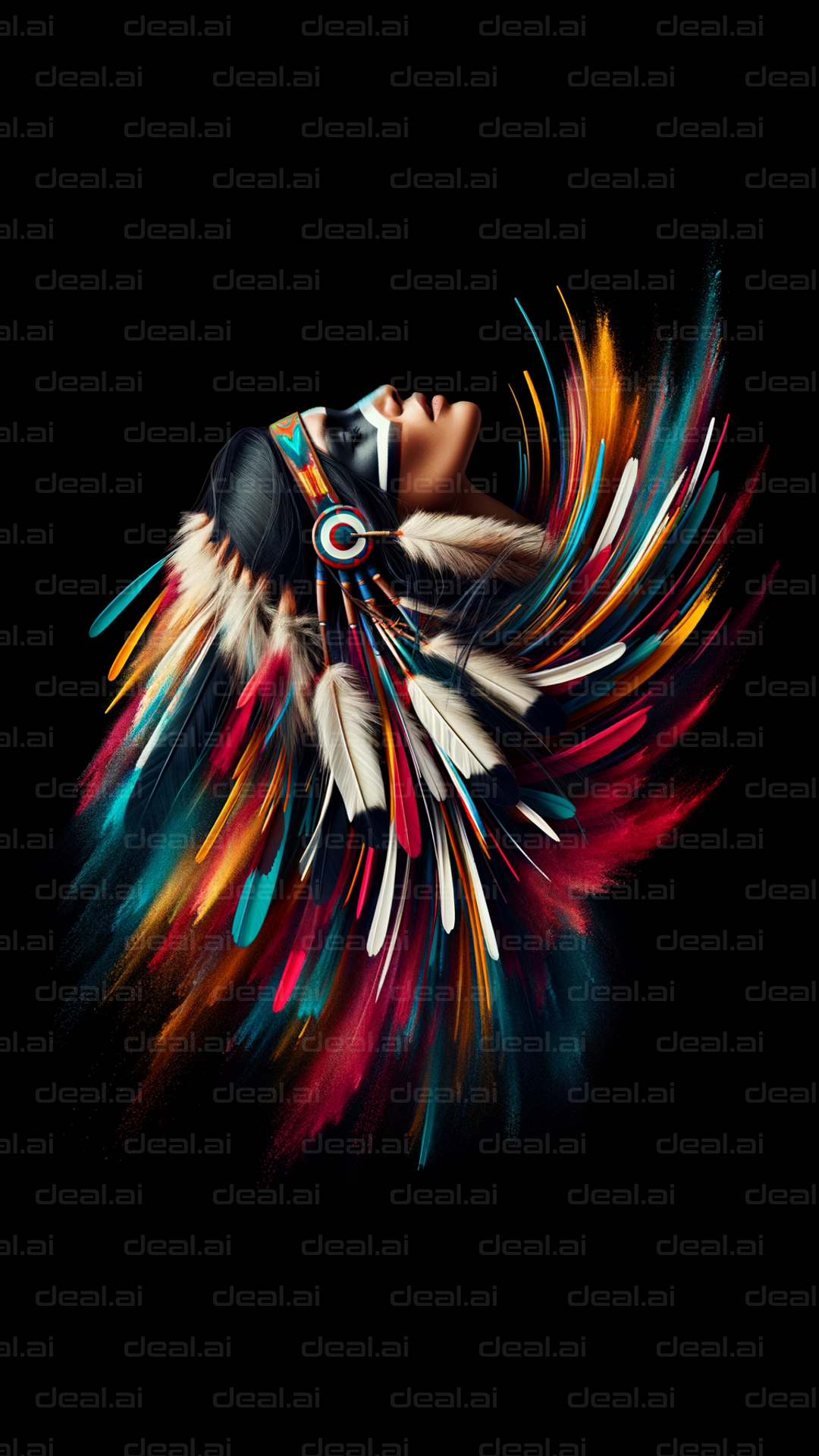 Colorful Feathered Headdress Art