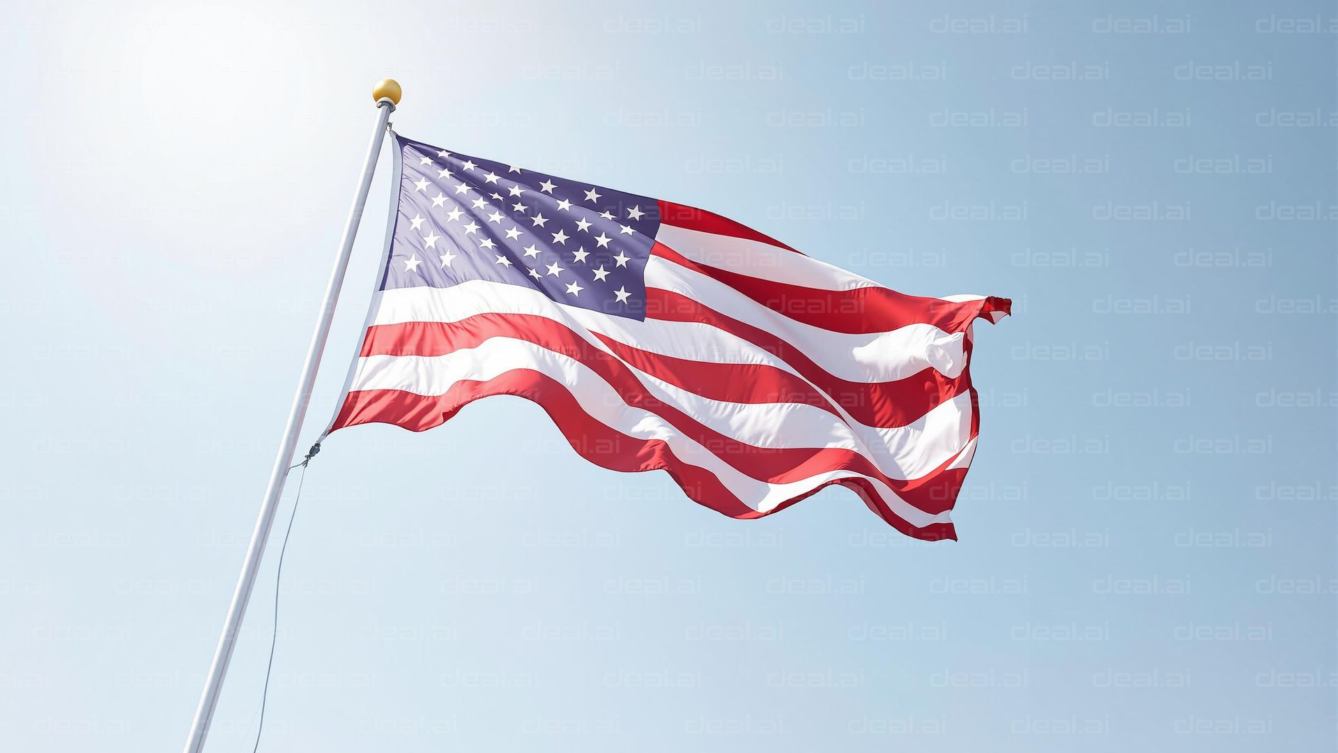 American Flag Waving in the Sky