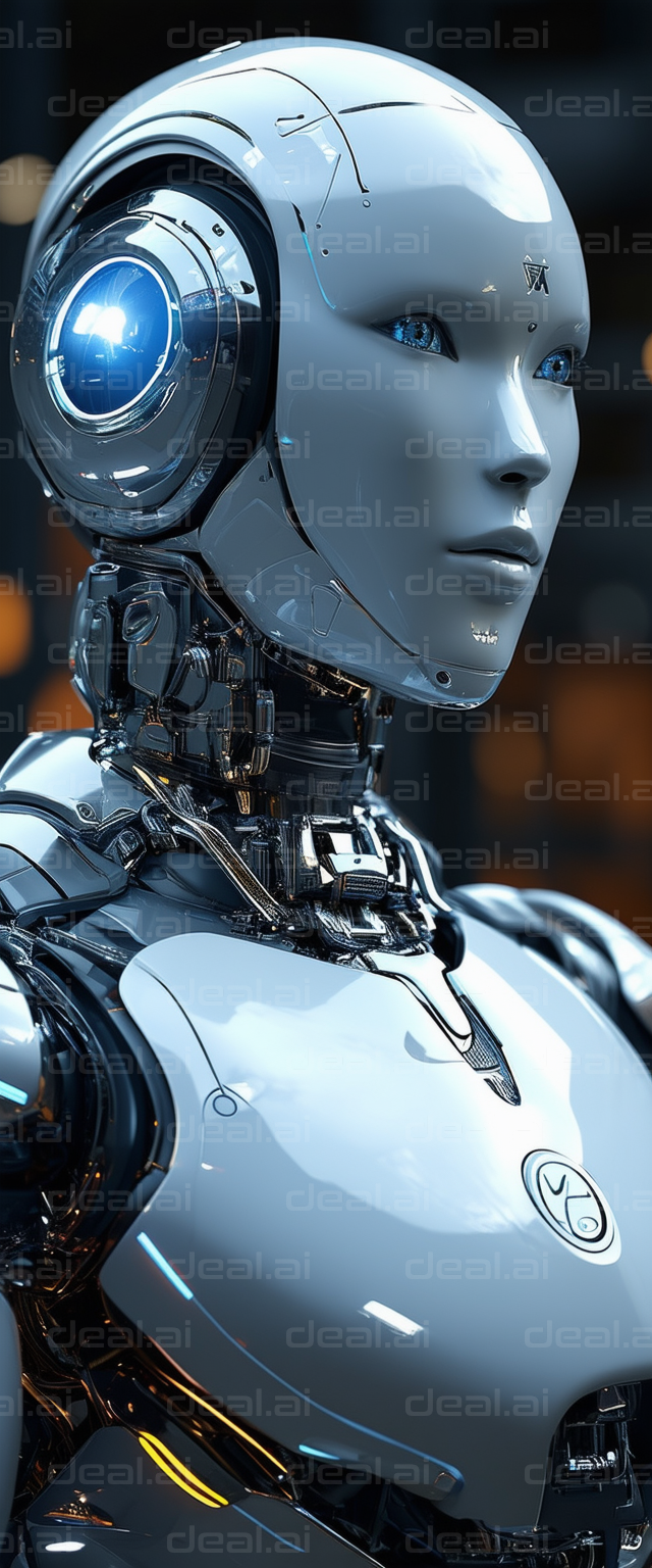 Futuristic Humanoid Robot Close-Up