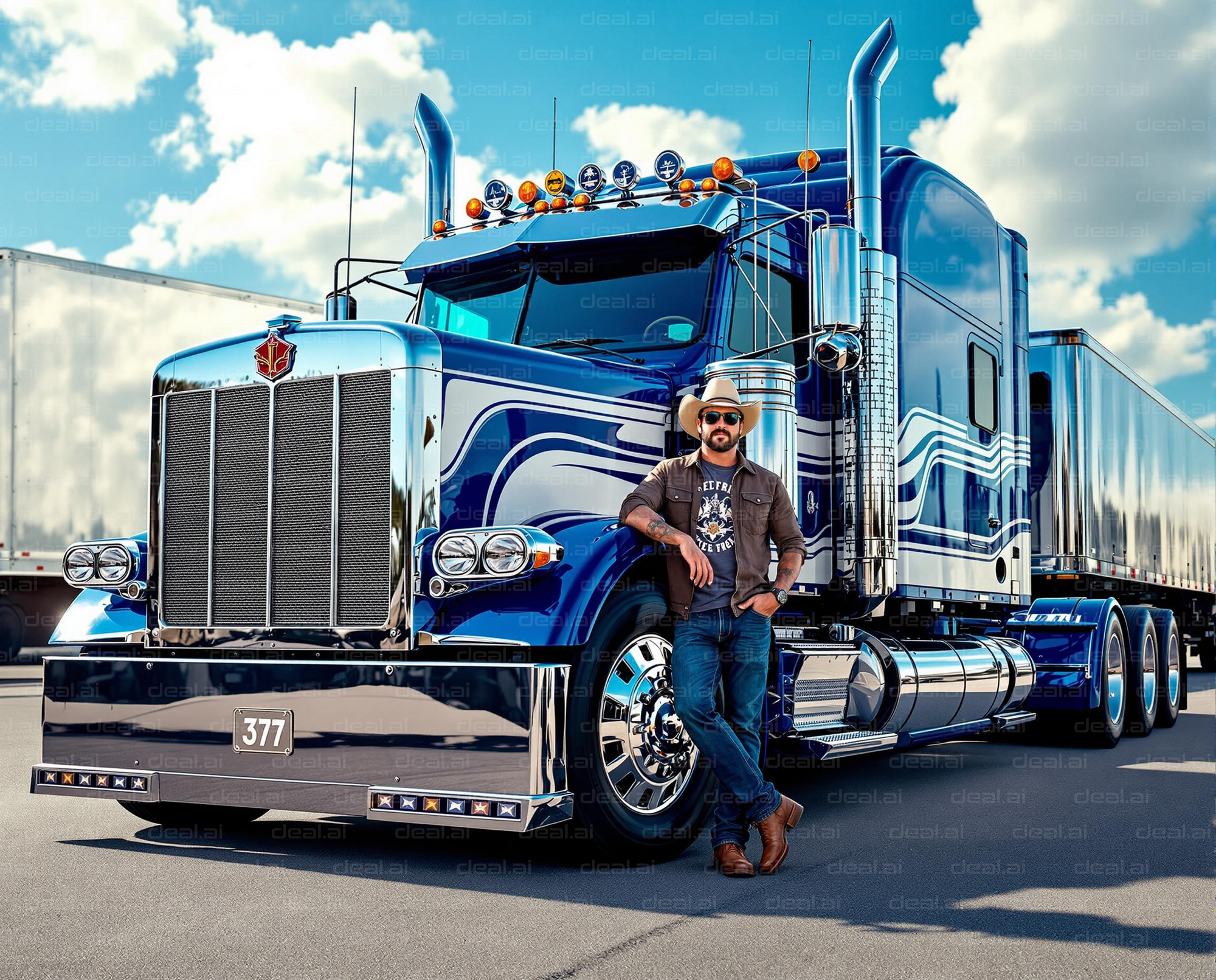 Proud Trucker and Shiny Rig