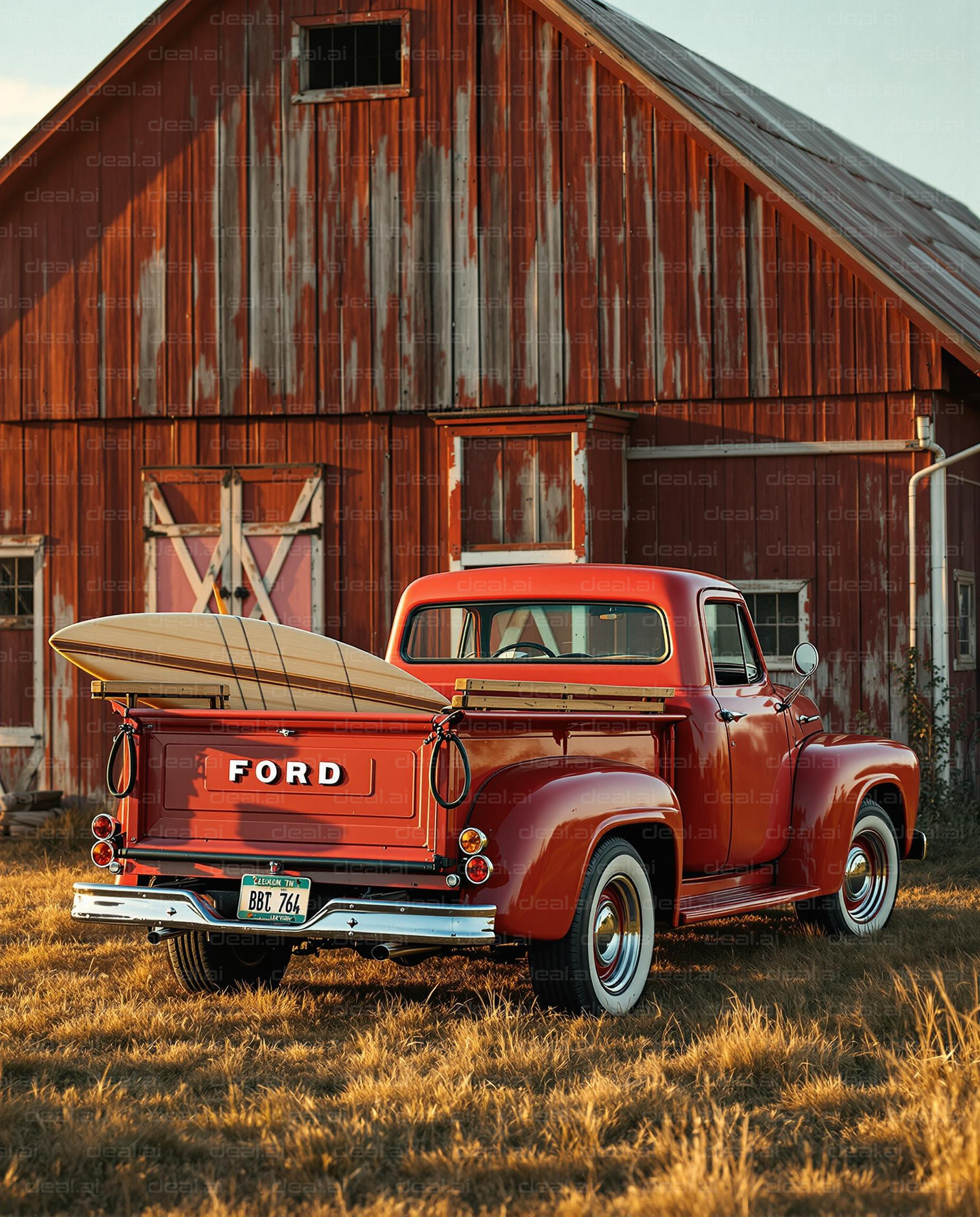 Classic Truck and Surfboard Scene