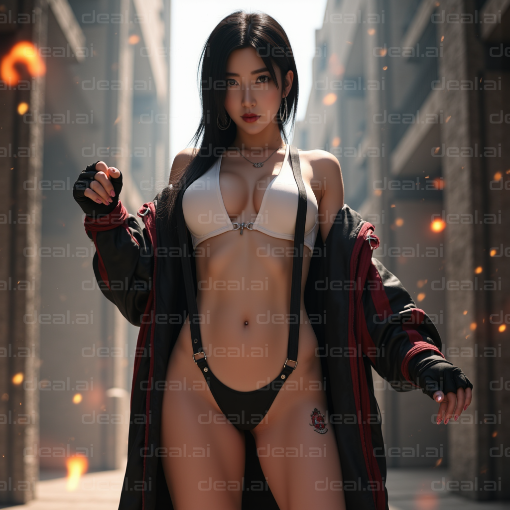 Urban Style in Fiery Alleyway