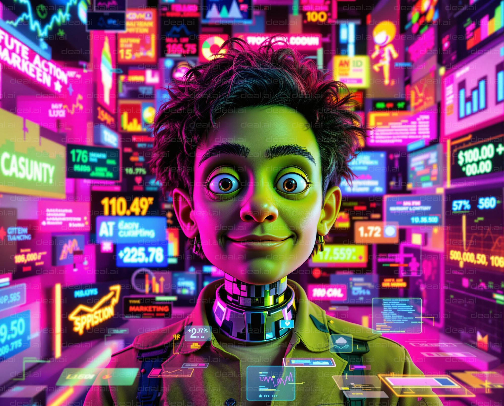 Futuristic Tech-Infused AI Character