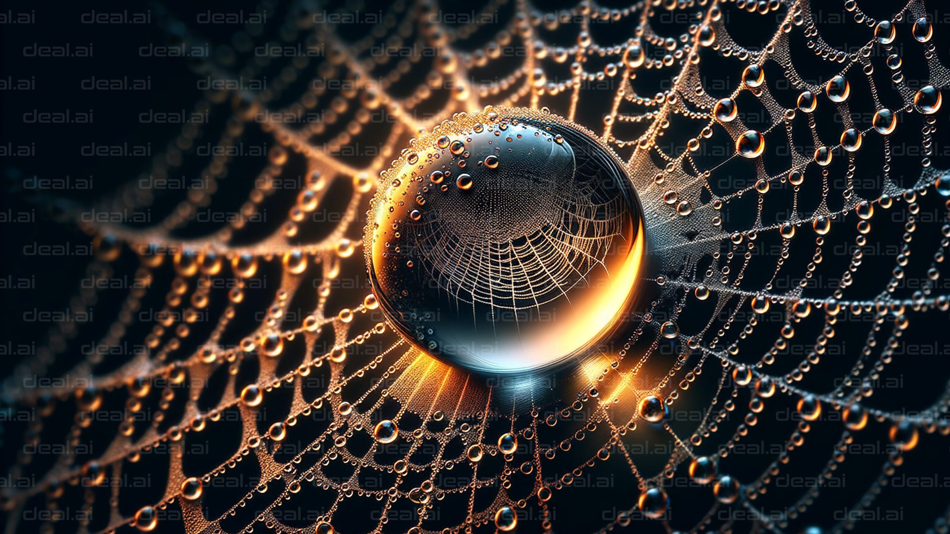 Droplets on Golden Spider Web