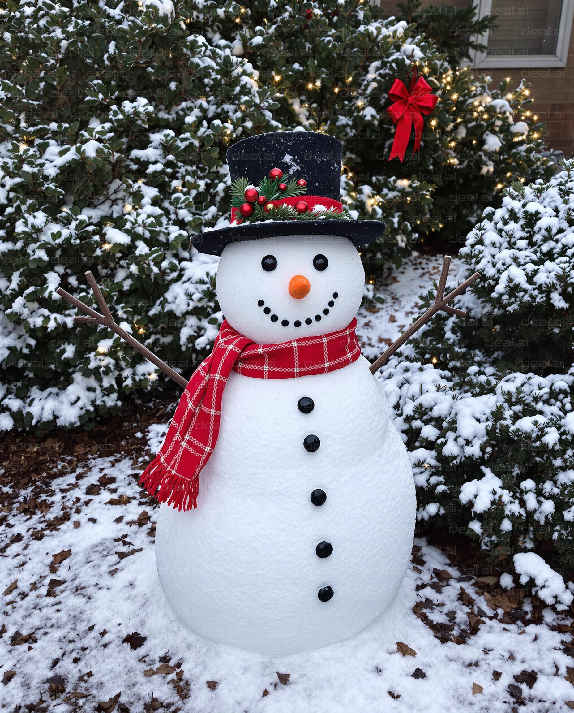 Cheerful Snowman in Winter Wonderland